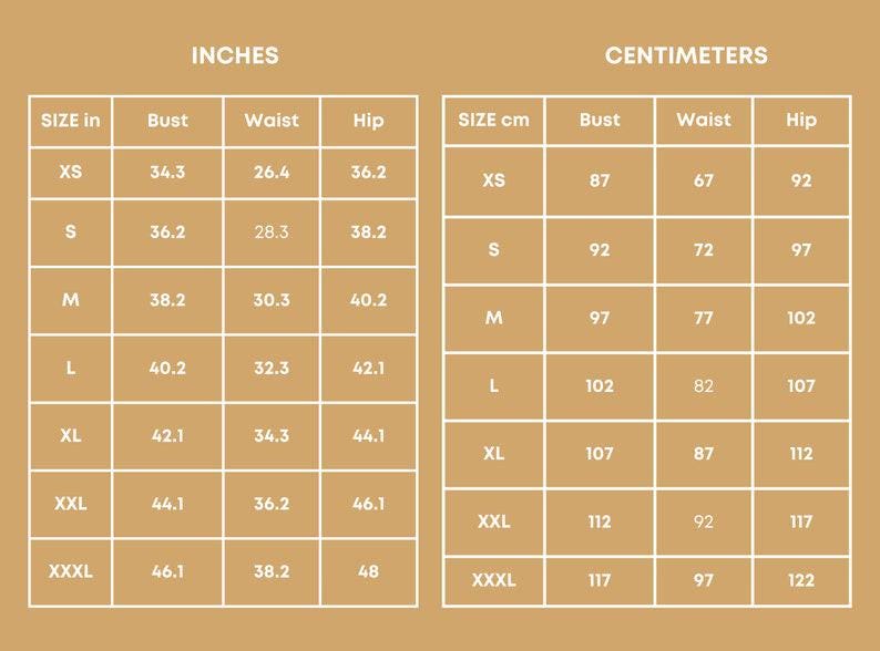 Size Chart of Slit Skirt  at Indie Pattern in USA
