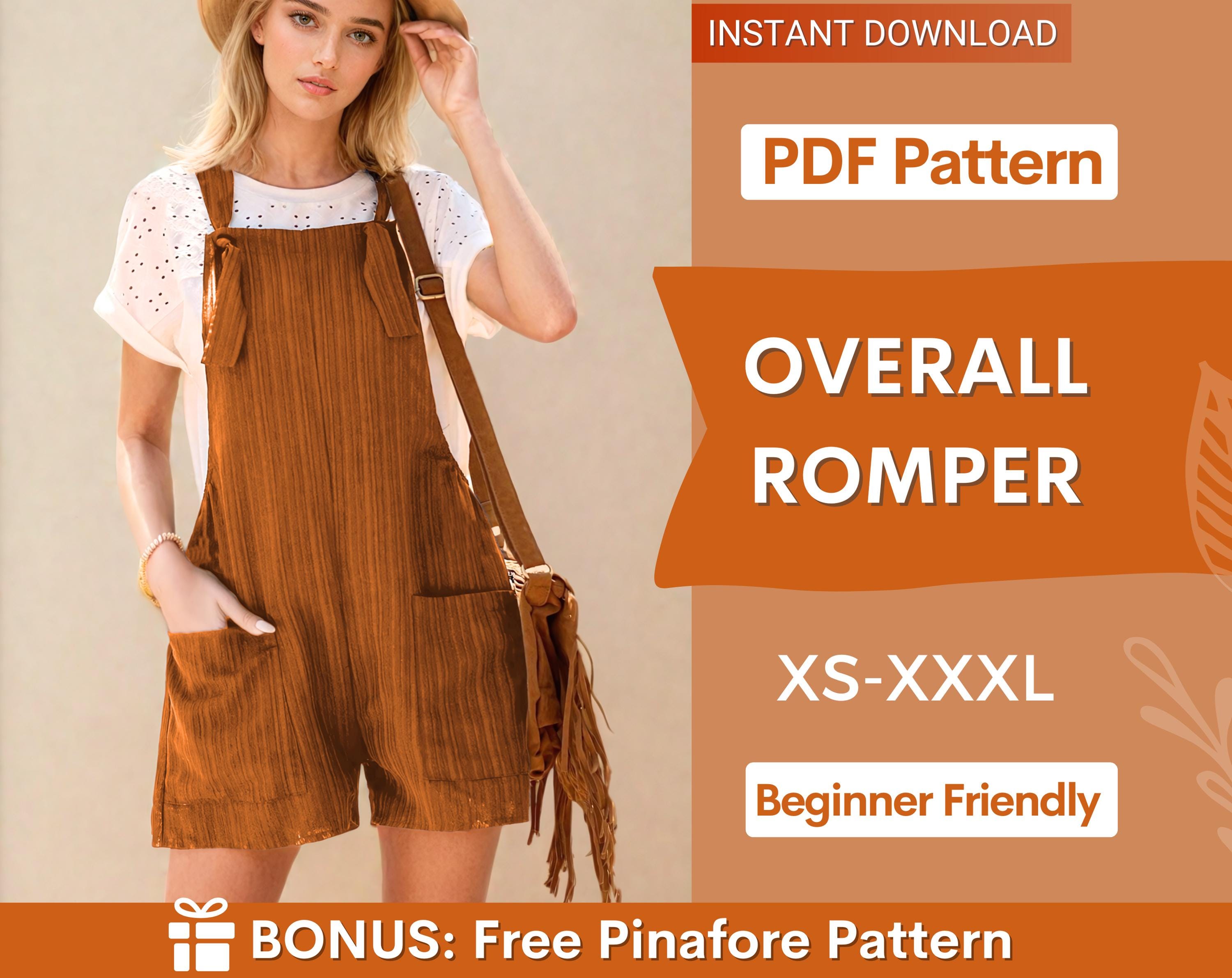 Romper Sewing Pattern, Jumpsuit Pattern, Overalls Pattern, Summer Romper Dress Pattern, Sewing Patterns for Beginners, Women Sewing Pattern