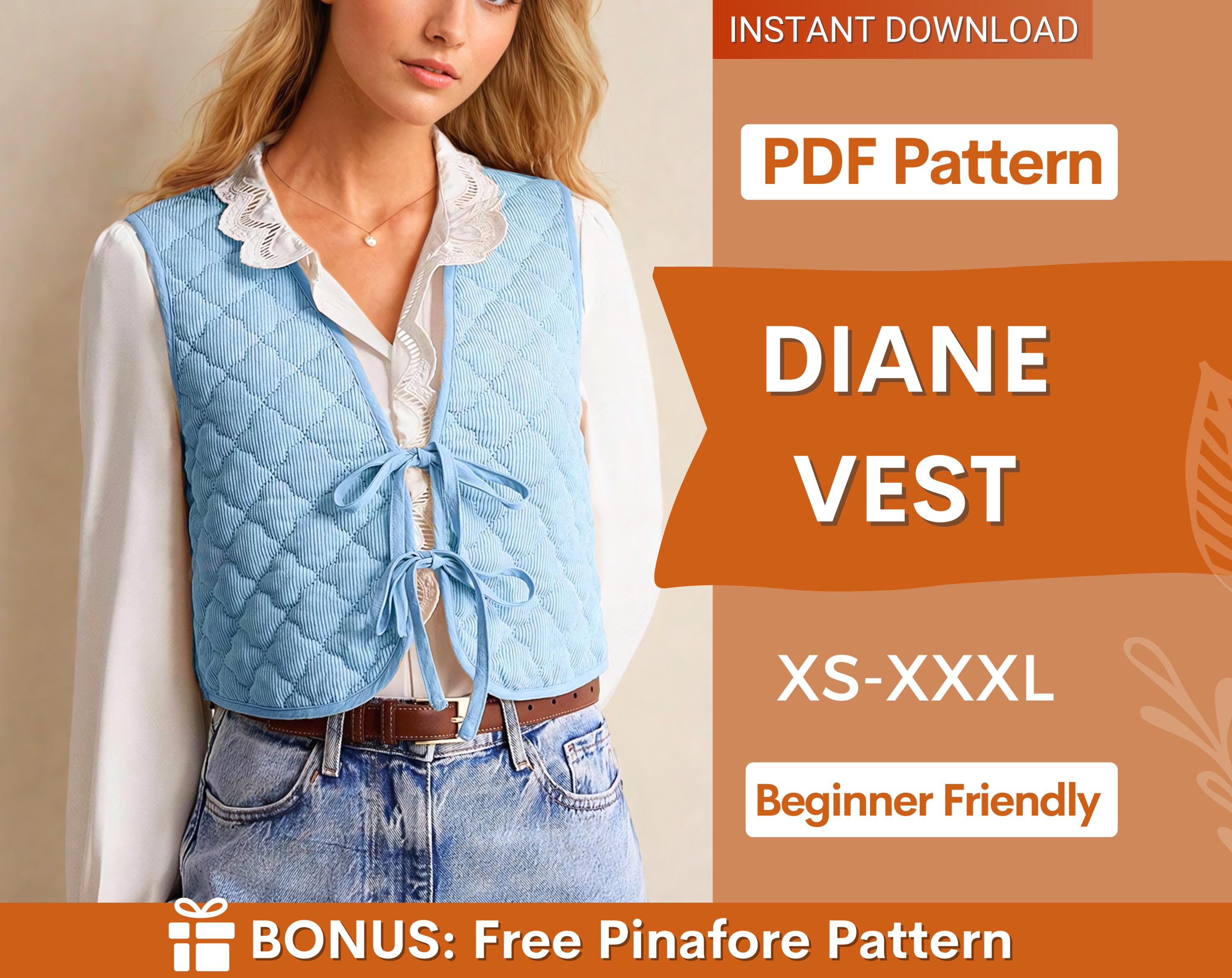 Front Tie Quilted Vest Sewing Pattern - Patchwork Design