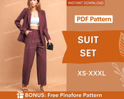 Suit Set Sewing Pattern | Blazer Sewing Pattern | Pants Pattern Women | Suit Pants Pattern |  Women Sewing Pattern | Suit Patterns Women
