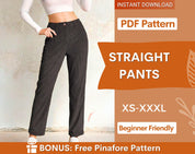 Straight-Leg Pants Sewing Pattern | High-Waisted Women’s Trousers