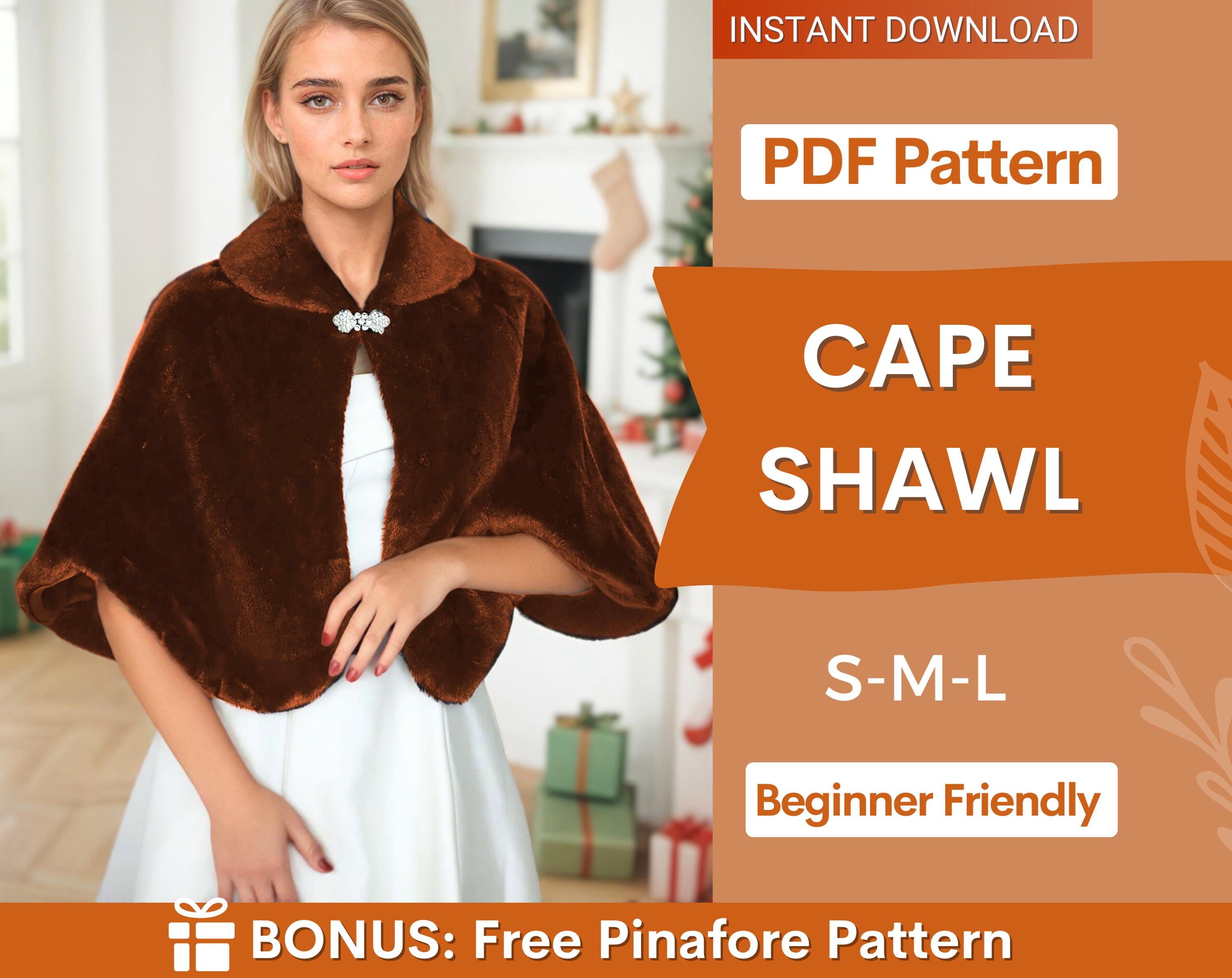 Embrace elegance with this cape shawl sewing pattern. Perfect for beginners, this quick and easy project creates a cozy yet chic piece for any occasion