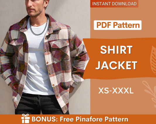 Men Jacket Pattern, Shirt Jacket Sewing Pattern for Men, Men Sewing Pattern, Shirt Pattern Men, Men Pattern, Sewing Pattern Jacket Shirt Men