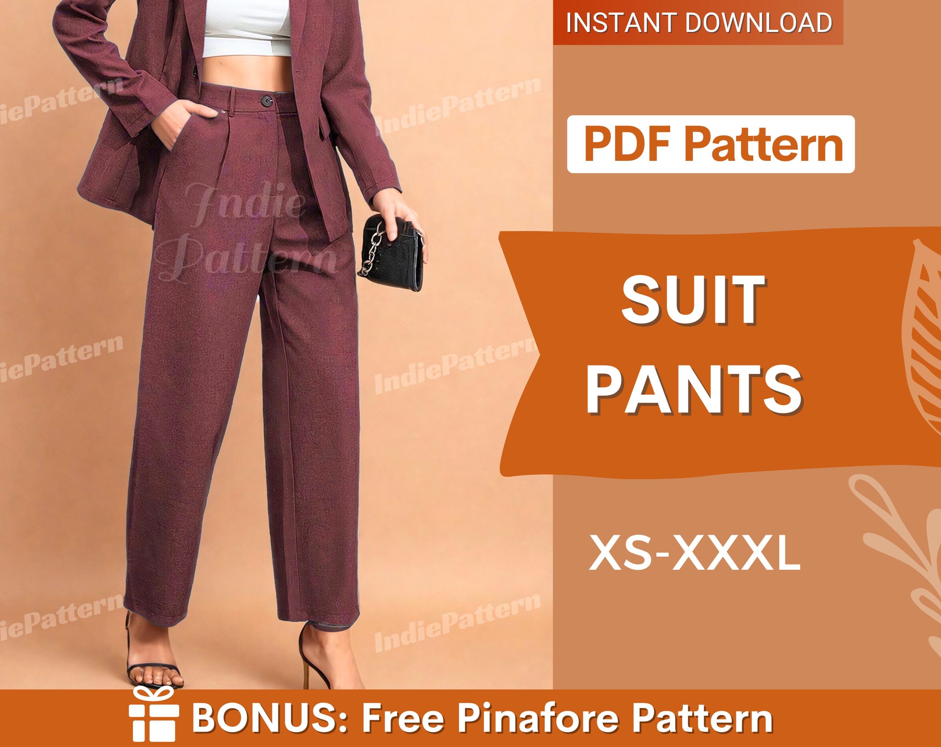 Suit Pants Sewing Pattern - Wide Leg Trouser Design