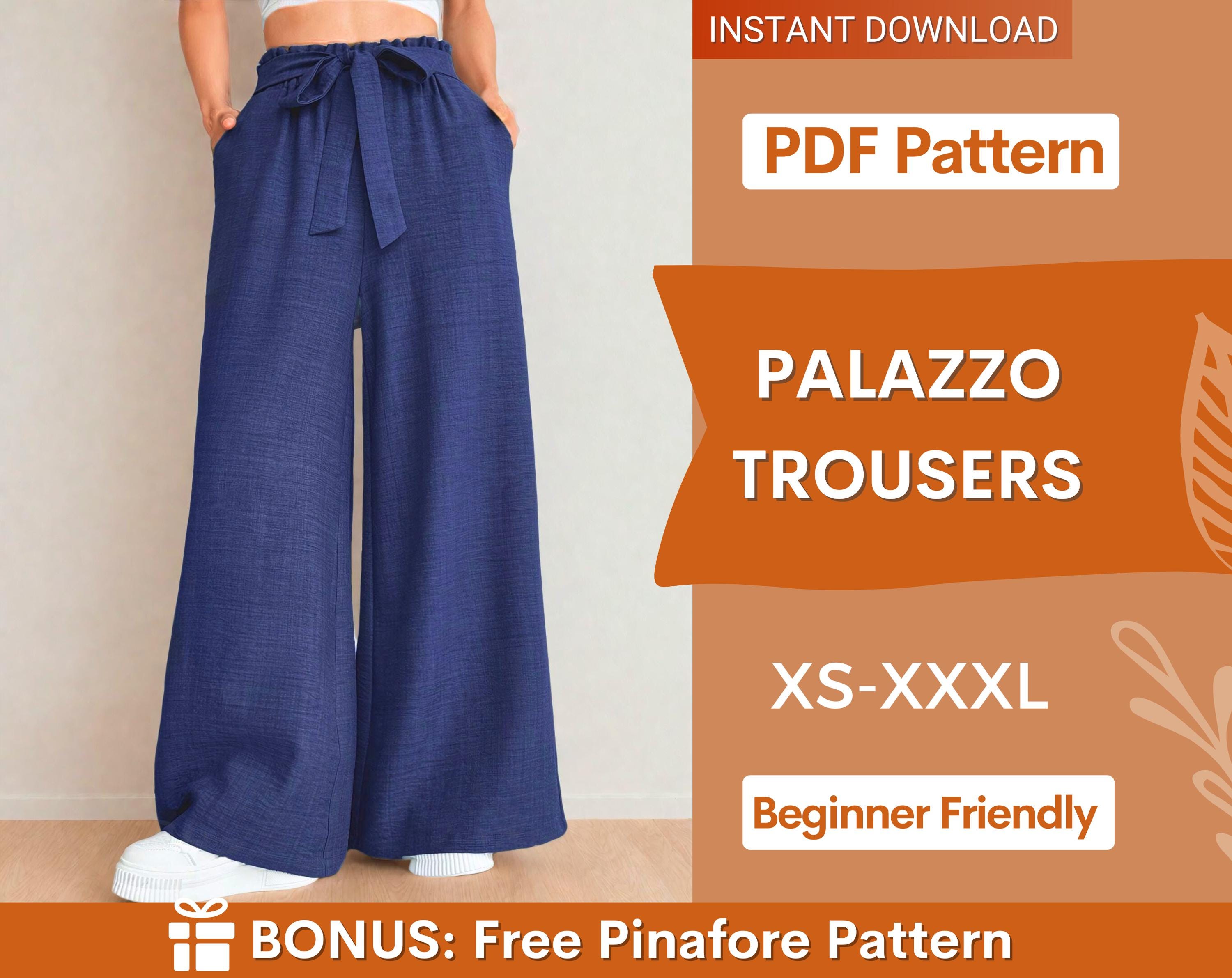 High-Waisted Palazzo Pants Sewing Pattern | Elastic Waistband