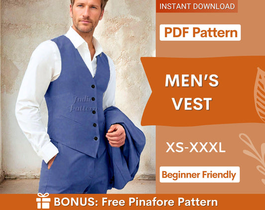 Vest Pattern for Men | Men Sewing Pattern | Waistcoat for Men| Sewing Pattern Vest Men | Top Pattern Men, Suit Pattern Men