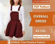 Overall Dress Sewing Pattern, Dress Pattern, Women Dress, Sewing Patterns for Women, Overall Pinafore Dress, Jumper Dress, Dress Sewing