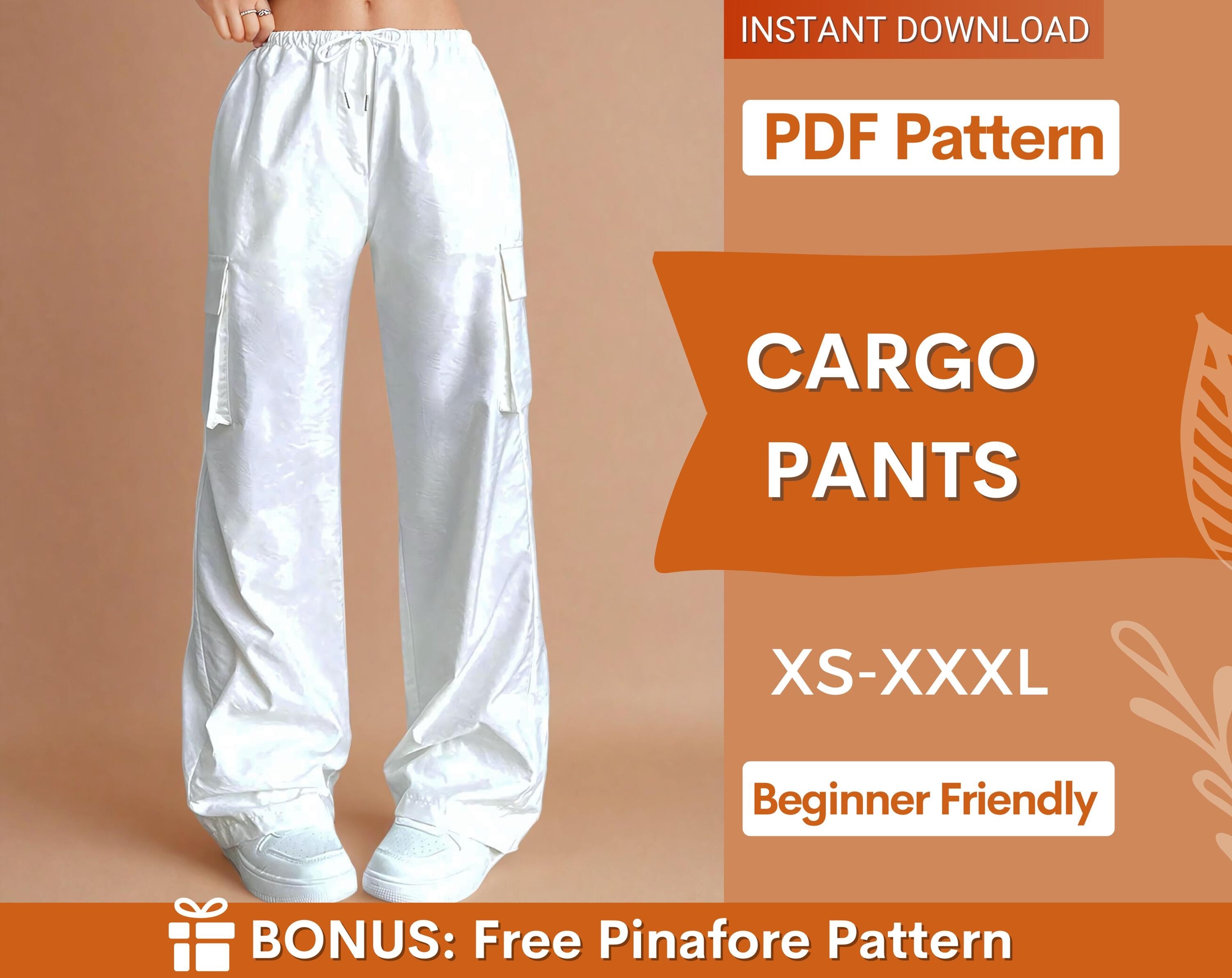 Elastic Waist Cargo Pants Pattern – Wide Leg Pants for Women