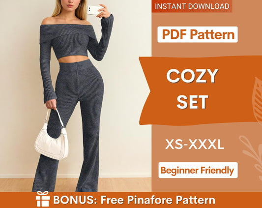 Flare Leg Pants & Sweater Patterns | Yoga Set Sewing Patterns | Women Patterns | Pants Pattern | Top Pattern | Flare Pants Sweatshirt Women