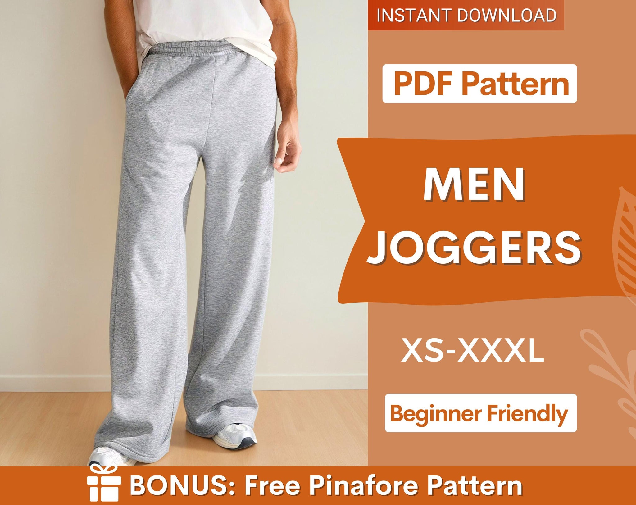 Men’s Joggers Sewing Pattern – Beginner-Friendly DIY Sweatpants | Size