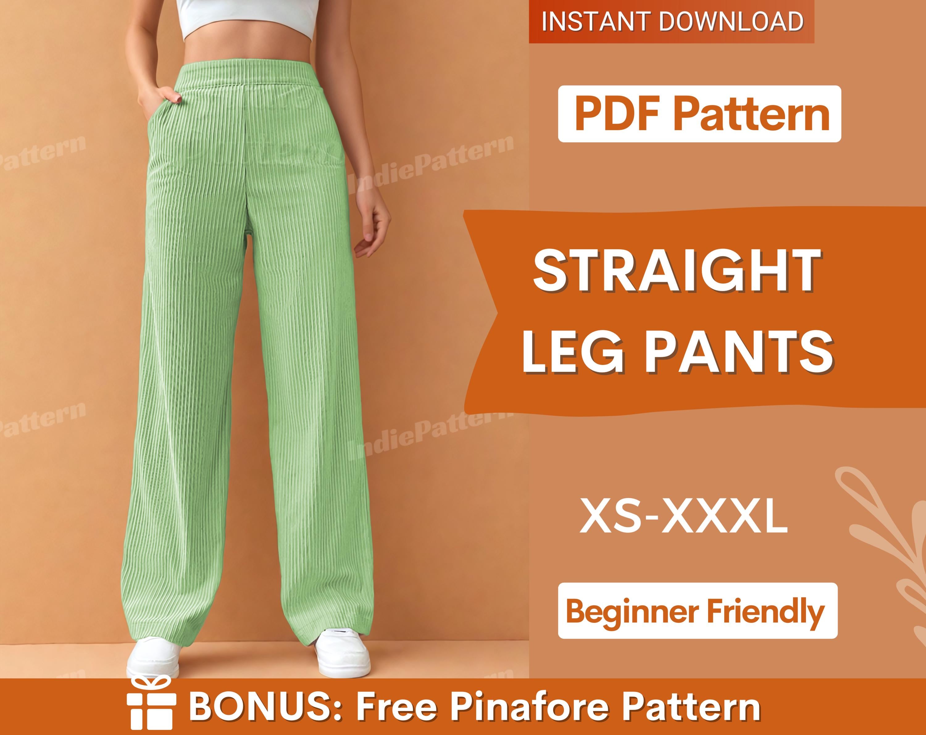 Straight Leg Pants Sewing Pattern - High Waisted Trousers